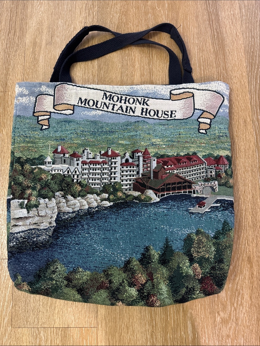 Mohonk Mountain House Victorian Cottagecore Woven Jacquard Tapestry Tote Bag - Picture 4 of 7